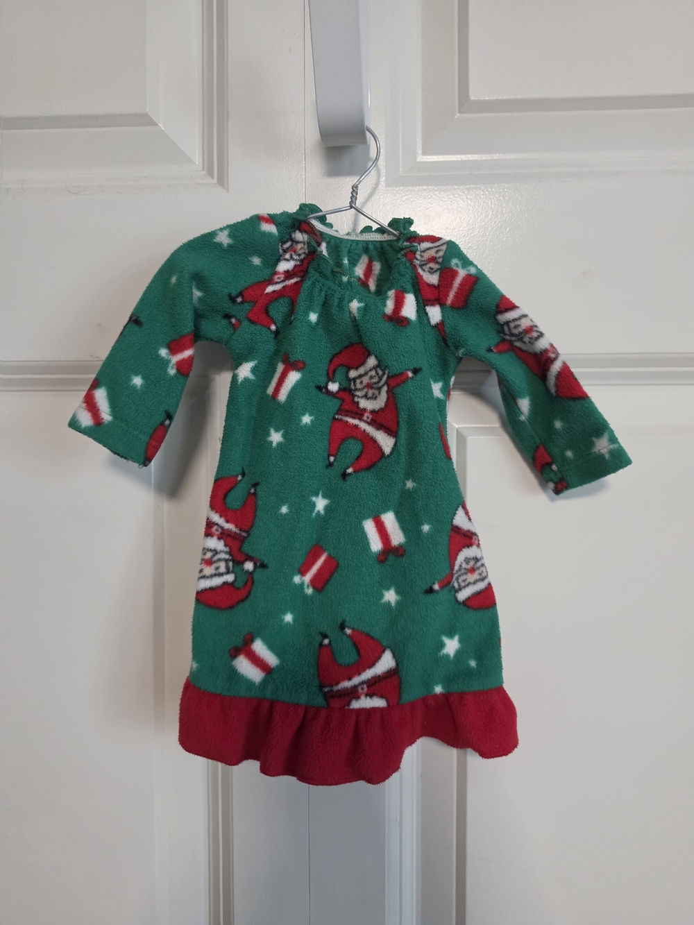 Girls Christmas Santa Green Fleece Nightgown